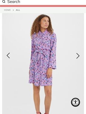 NWT- Size 18 Vero Moda - Floral Shirt Dress with Waist Tie in Lavender Pink